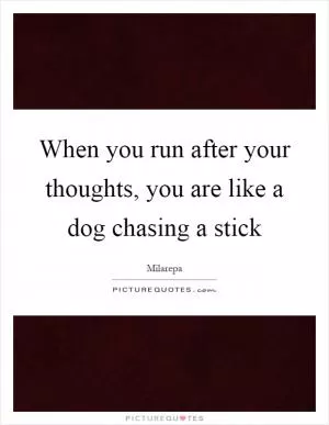 When you run after your thoughts, you are like a dog chasing a stick Picture Quote #1