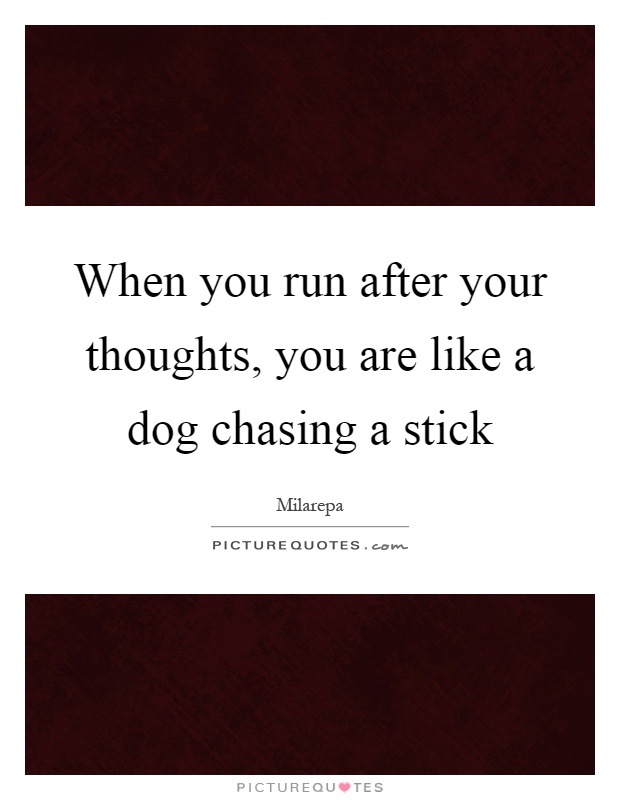 When you run after your thoughts, you are like a dog chasing a stick Picture Quote #1