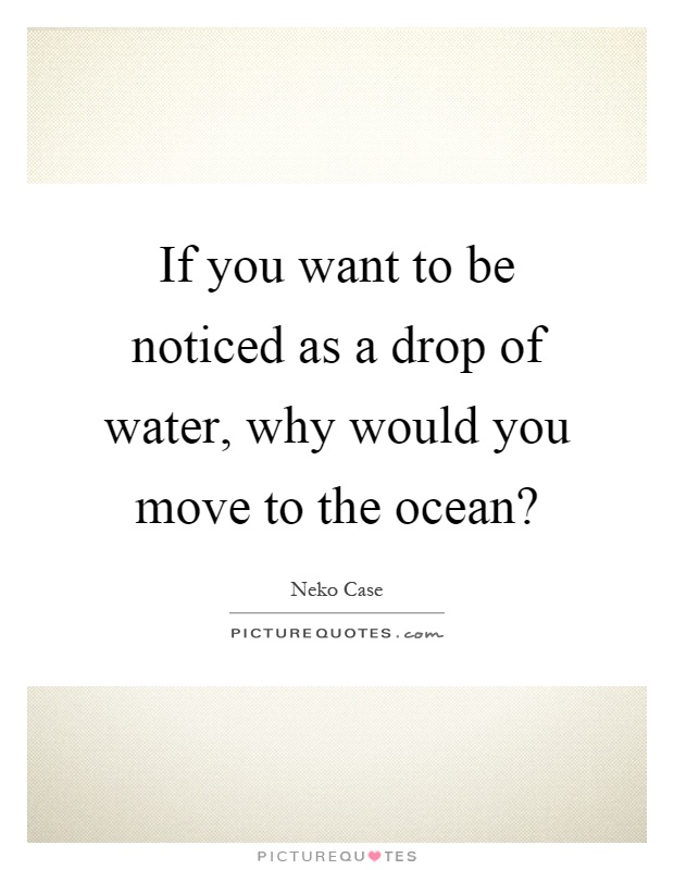 If you want to be noticed as a drop of water, why would you move to the ocean? Picture Quote #1