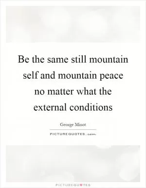Be the same still mountain self and mountain peace no matter what the external conditions Picture Quote #1