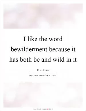 I like the word bewilderment because it has both be and wild in it Picture Quote #1