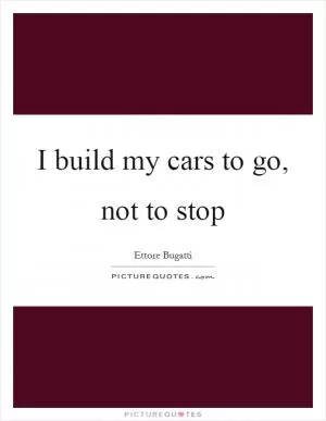 I build my cars to go, not to stop Picture Quote #1