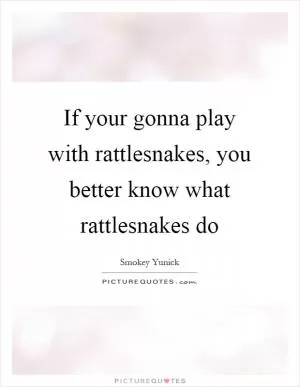 If your gonna play with rattlesnakes, you better know what rattlesnakes do Picture Quote #1