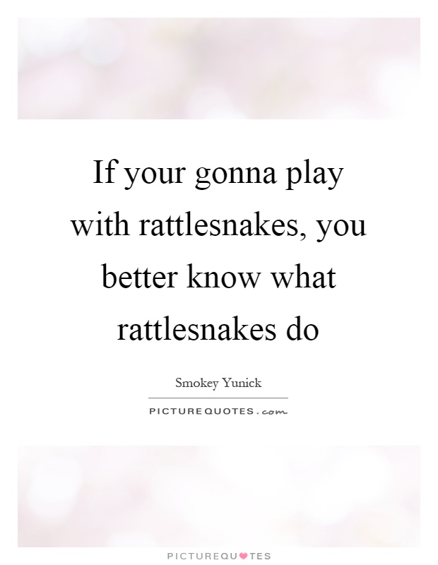 If your gonna play with rattlesnakes, you better know what rattlesnakes do Picture Quote #1