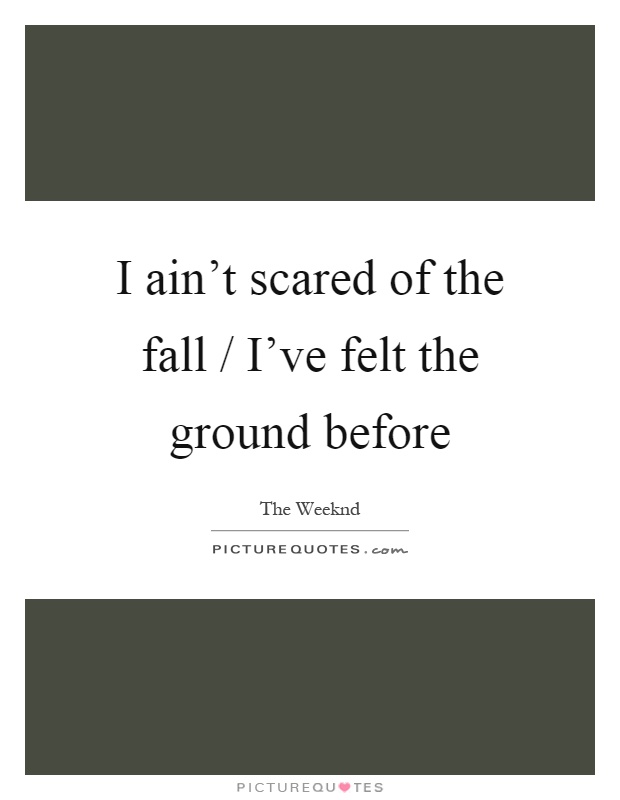 I ain't scared of the fall / I've felt the ground before Picture Quote #1