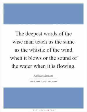 The deepest words of the wise man teach us the same as the whistle of the wind when it blows or the sound of the water when it is flowing Picture Quote #1