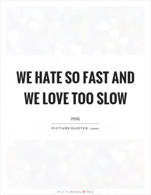 We hate so fast and we love too slow Picture Quote #1