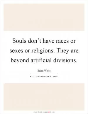 Souls don’t have races or sexes or religions. They are beyond artificial divisions Picture Quote #1