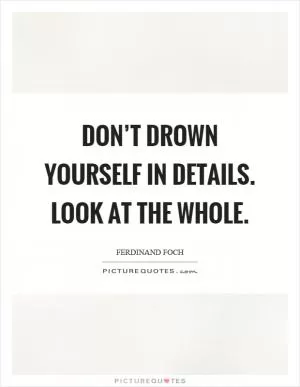 Don’t drown yourself in details. Look at the whole Picture Quote #1