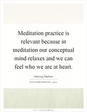 Meditation practice is relevant because in meditation our conceptual mind relaxes and we can feel who we are at heart Picture Quote #1