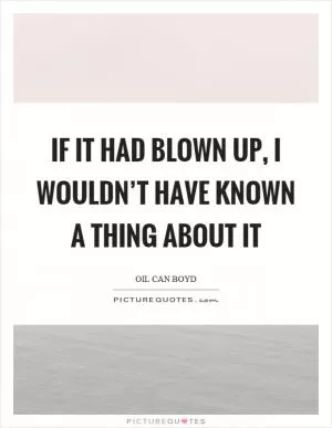 If it had blown up, I wouldn’t have known a thing about it Picture Quote #1