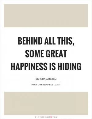 Behind all this, some great happiness is hiding Picture Quote #1