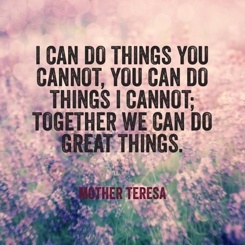 I can do things you cannot, you can do things I cannot; together we can do great things Picture Quote #2