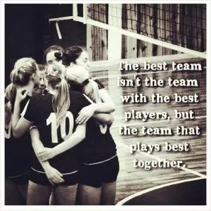 The best team isn't the team with the best players, but the team that plays best together Picture Quote #1