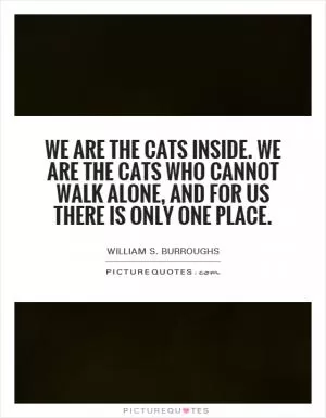 We are the cats inside. We are the cats who cannot walk alone, and for us there is only one place Picture Quote #1
