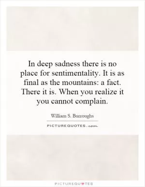 In deep sadness there is no place for sentimentality. It is as final as the mountains: a fact. There it is. When you realize it you cannot complain Picture Quote #1
