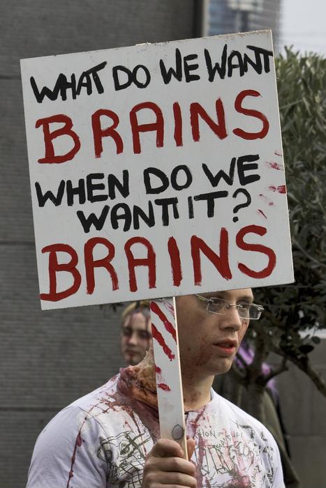 What do we want. Brains. When do we want it? Brains Picture Quote #1
