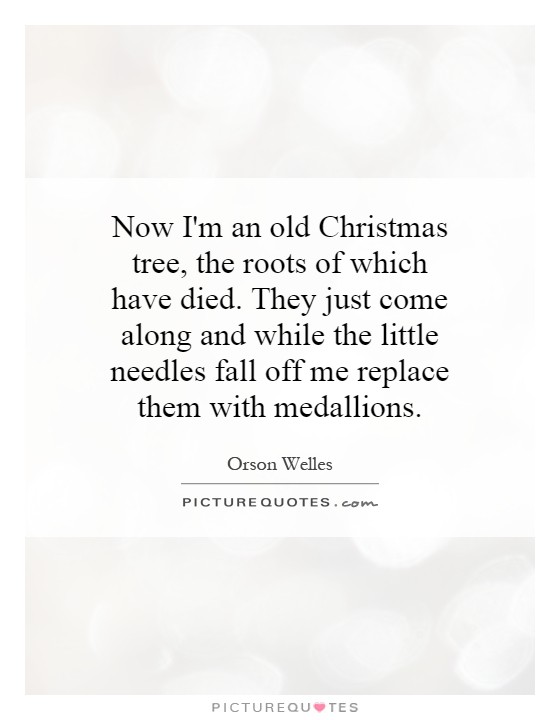 Now I'm an old Christmas tree, the roots of which have died. They just come along and while the little needles fall off me replace them with medallions Picture Quote #1