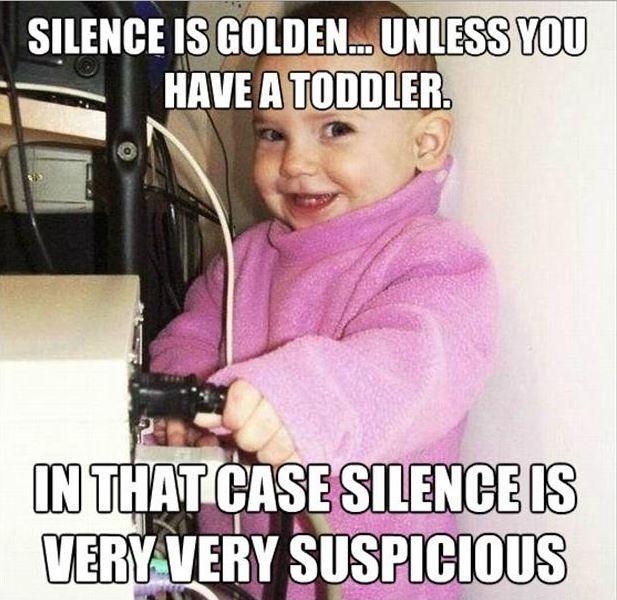 Silence is golden... unless you have a toddler. In that case silence is very, very suspicious Picture Quote #2