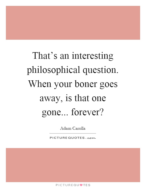 That's an interesting philosophical question. When your boner goes away, is that one gone... forever? Picture Quote #1