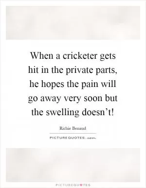 When a cricketer gets hit in the private parts, he hopes the pain will go away very soon but the swelling doesn’t! Picture Quote #1