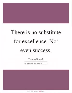 There is no substitute for excellence. Not even success Picture Quote #1