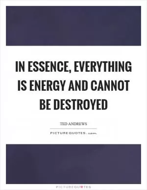 In essence, everything is energy and cannot be destroyed Picture Quote #1
