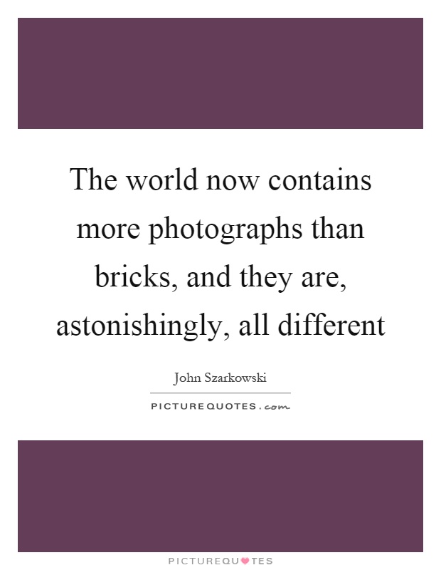 The world now contains more photographs than bricks, and they are, astonishingly, all different Picture Quote #1