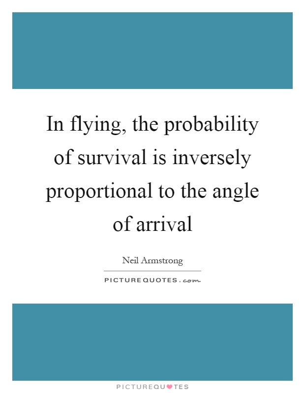 In flying, the probability of survival is inversely proportional to the angle of arrival Picture Quote #1