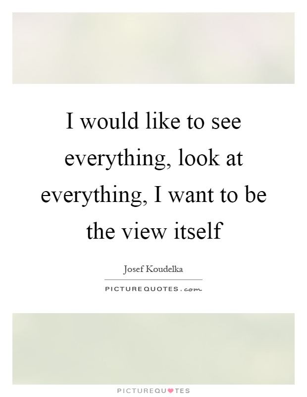 I would like to see everything, look at everything, I want to be the view itself Picture Quote #1