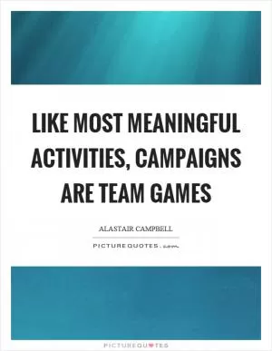 Like most meaningful activities, campaigns are team games Picture Quote #1