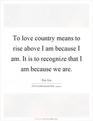 To love country means to rise above I am because I am. It is to recognize that I am because we are Picture Quote #1