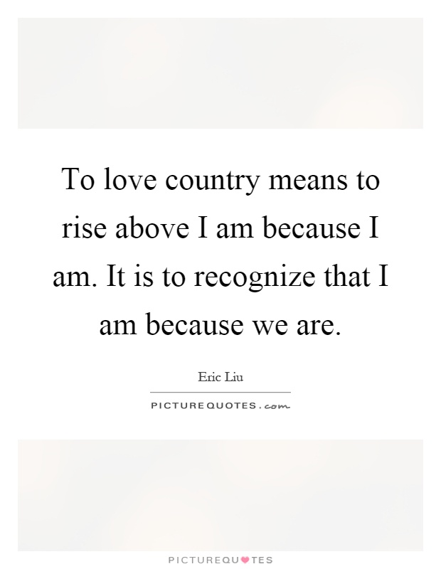 To love country means to rise above I am because I am. It is to recognize that I am because we are Picture Quote #1