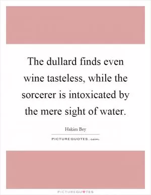 The dullard finds even wine tasteless, while the sorcerer is intoxicated by the mere sight of water Picture Quote #1