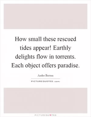 How small these rescued tides appear! Earthly delights flow in torrents. Each object offers paradise Picture Quote #1