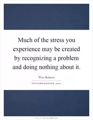 Much of the stress you experience may be created by recognizing a problem and doing nothing about it Picture Quote #1