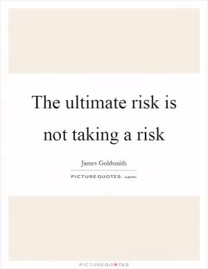 The ultimate risk is not taking a risk Picture Quote #1