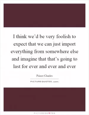 I think we’d be very foolish to expect that we can just import everything from somewhere else and imagine that that’s going to last for ever and ever and ever Picture Quote #1
