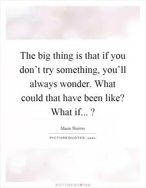 The big thing is that if you don’t try something, you’ll always wonder. What could that have been like? What if...? Picture Quote #1