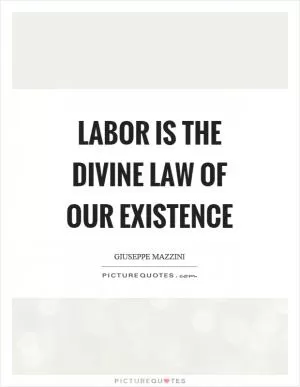 Labor is the divine law of our existence Picture Quote #1