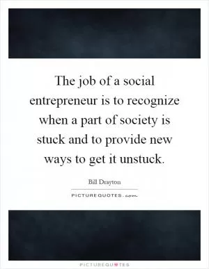 The job of a social entrepreneur is to recognize when a part of society is stuck and to provide new ways to get it unstuck Picture Quote #1