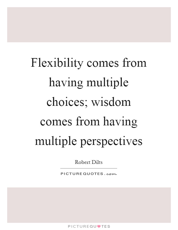Flexibility comes from having multiple choices; wisdom comes from having multiple perspectives Picture Quote #1