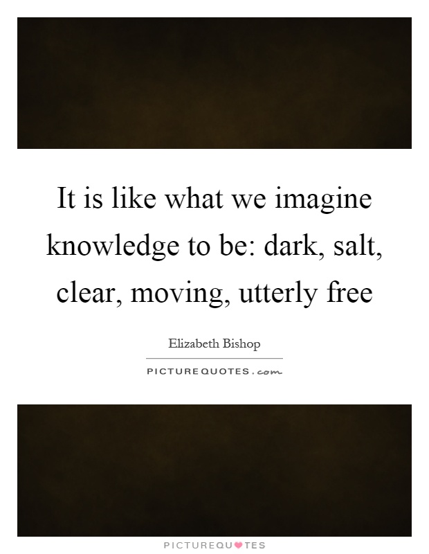 It is like what we imagine knowledge to be: dark, salt, clear, moving, utterly free Picture Quote #1
