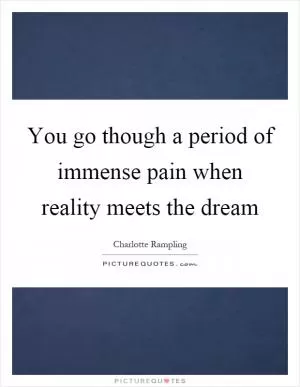 You go though a period of immense pain when reality meets the dream Picture Quote #1