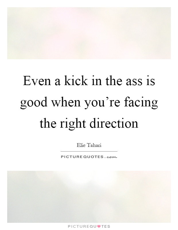 Even a kick in the ass is good when you're facing the right direction Picture Quote #1