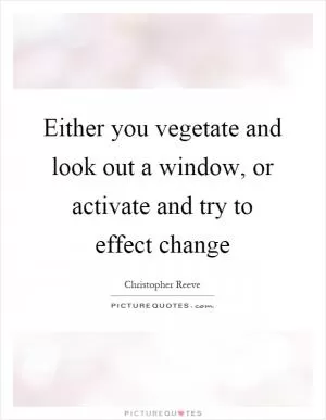 Either you vegetate and look out a window, or activate and try to effect change Picture Quote #1