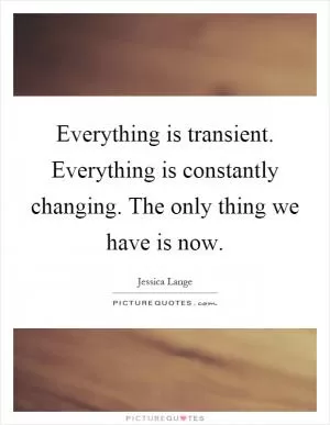 Everything is transient. Everything is constantly changing. The only thing we have is now Picture Quote #1