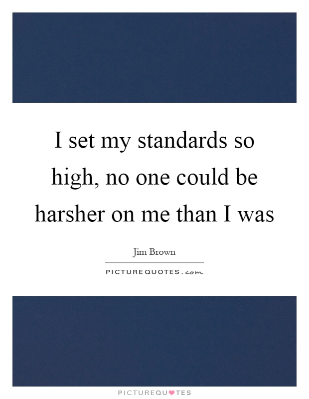 I set my standards so high, no one could be harsher on me than I was Picture Quote #1