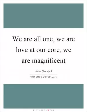 We are all one, we are love at our core, we are magnificent Picture Quote #1