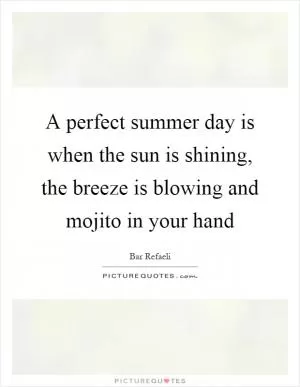 A perfect summer day is when the sun is shining, the breeze is blowing and mojito in your hand Picture Quote #1